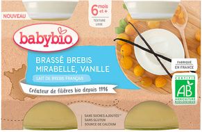 Babybio Brassé z ovčího mléka mirabelky vanilka 2 x 130 g