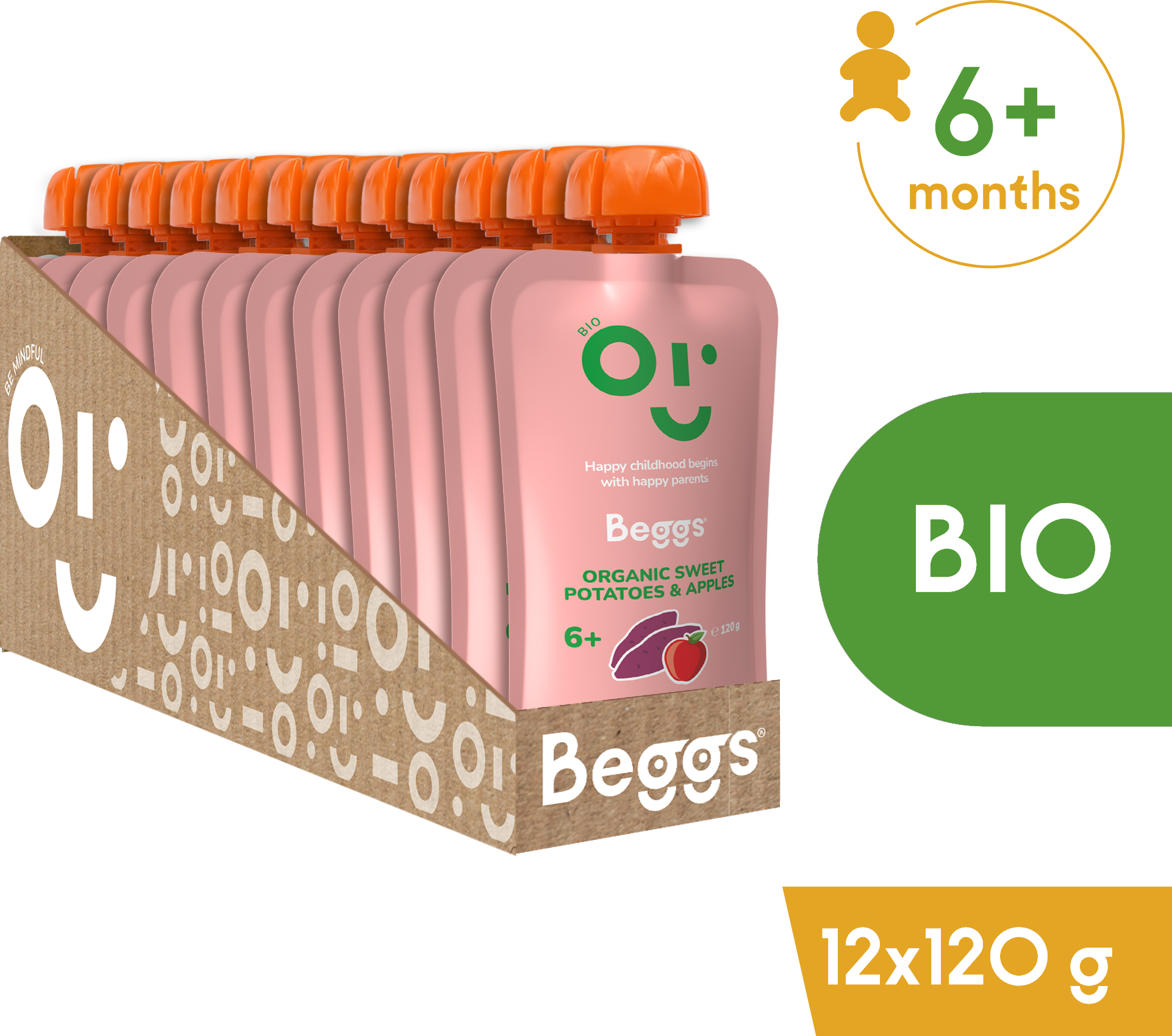 Beggs BIO Batáty a jablka 12 x 120 g