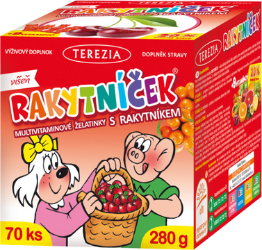 Terezia RAKYTNÍČEK multivitaminové želatinky s rakytníkem - příchuť VIŠEŇ 70 ks