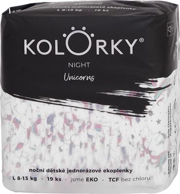 Kolorky Night L 8-13 kg noční jednorázové eko plenky 19 ks