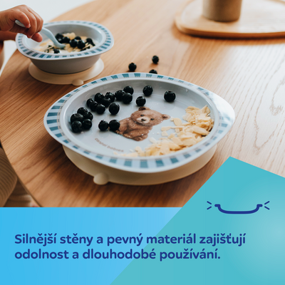 Canpol babies Talíř s přísavkou Woodland modrý 23 cm