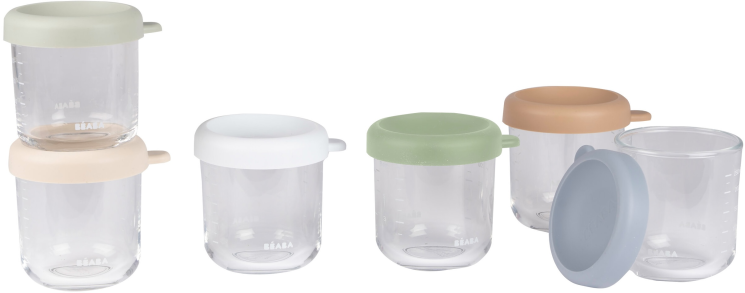 Beaba Kelímky na jídlo skleněné Natural 6 x 250 ml
