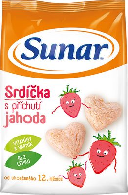 Sunar dětské křupky jahodová srdíčka 50 g