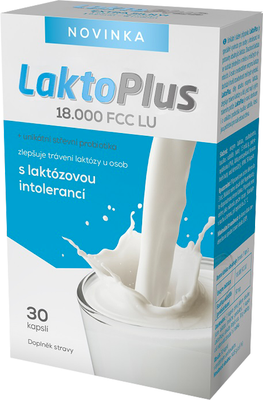 LaktoPlus 18.000 FCC LU pro osoby s laktózovou intolerancí 30 kapslí