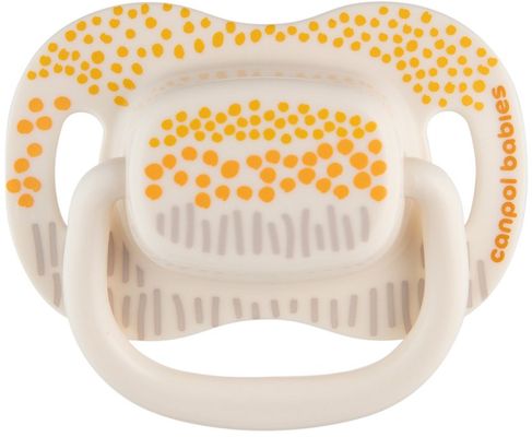 Canpol babies Set symetrických silikonových dudlíků Mountains 0-6m, žlutý 2 ks