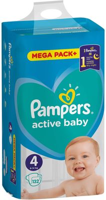 Pampers Active Baby plenky vel. 4, 9-14 kg, 132 ks