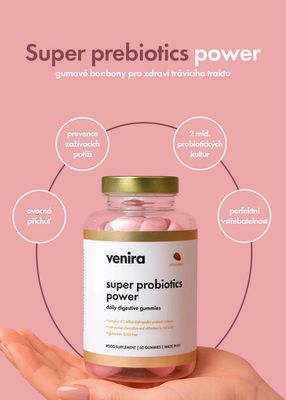 Venira Super probiotics power - medvídci na zlepšení trávení jahoda 60 ks