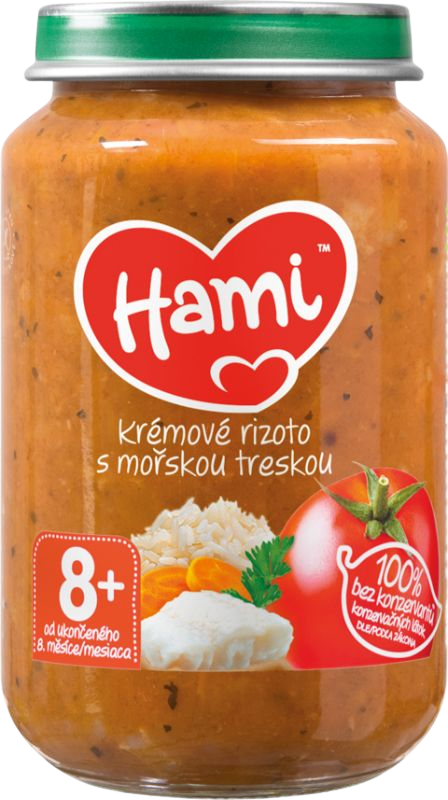 Hami masozeleninový příkrm Krémové rizoto s mořskou treskou, 8+ 200 g