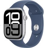 Apple Watch Series 10 42mm Stříbrný hliník s denimovým sportovním řemínkem M/L