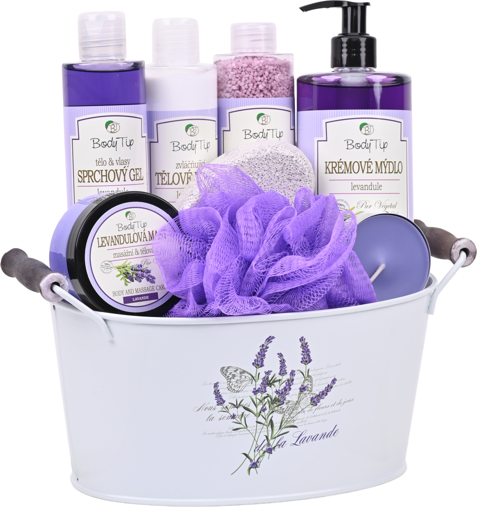 Vivaco BTL2004 Dárkové balení levandule - sprchový gel + mýdlo na ruce + tělové mléko + mast + sůl + 3x dárek