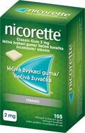 Nicorette ® Classic Gum 2 mg léčivá žvýkací guma pro odvykání kouření 105 ks