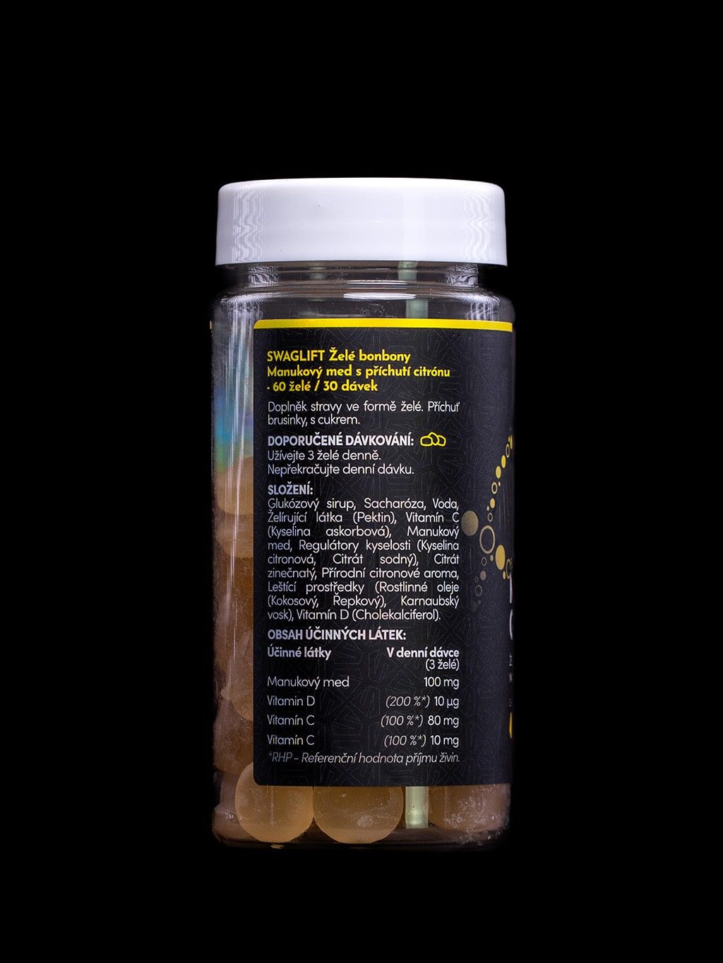Swaglift Manuka gummies + vitamins s příchutí citrónu 60 ks