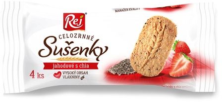 Rej Sušenky celozrnné jahodové s chia 34 g