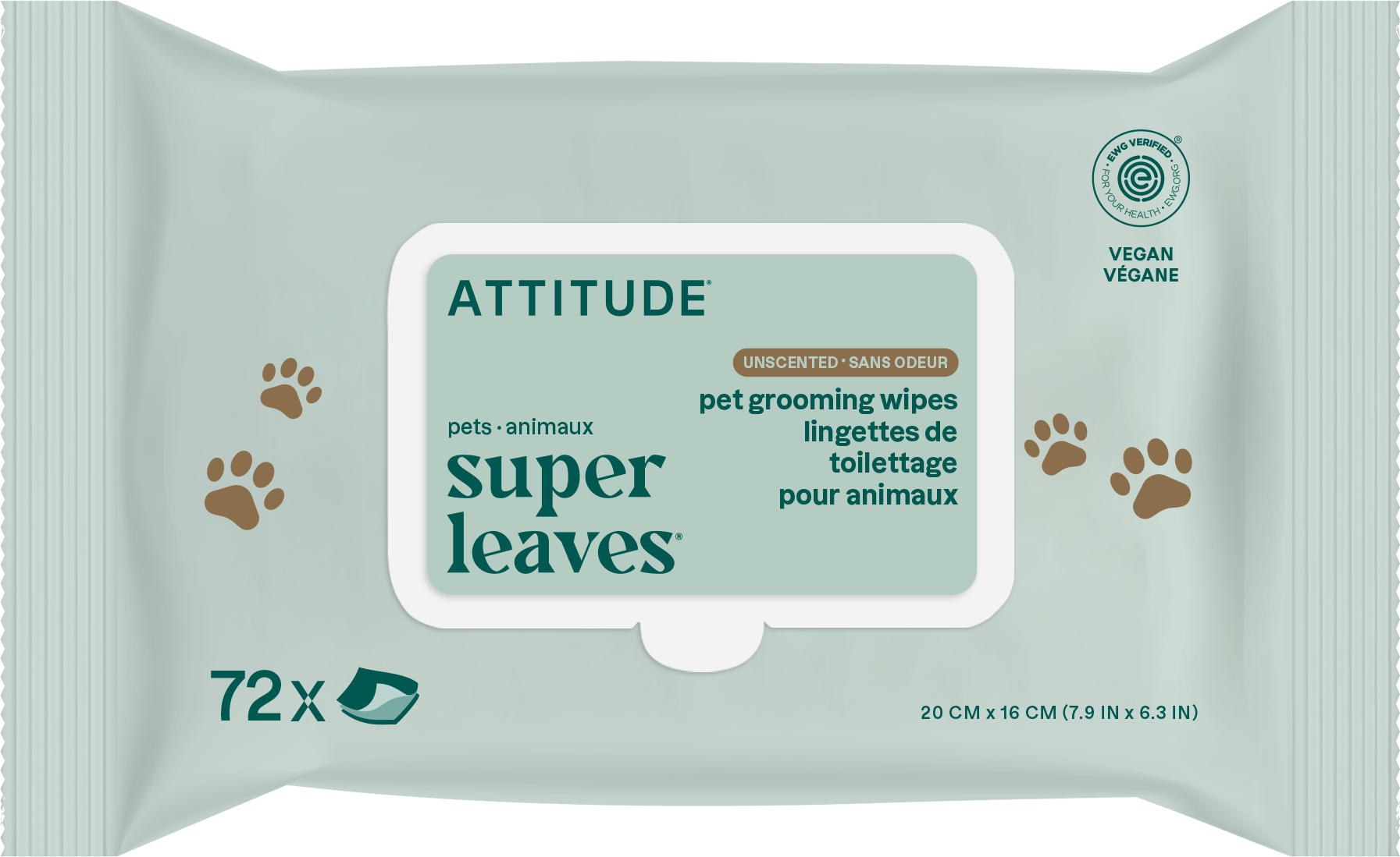 Attitude Super Leaves Pets vlhčené čisticí ubrousky pro domácí mazlíčky 72 ks