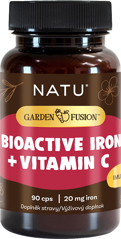 Natu Garden Fusion, Bioaktivní železo 20 mg s vitaminem C a piperinem 90 kapslí