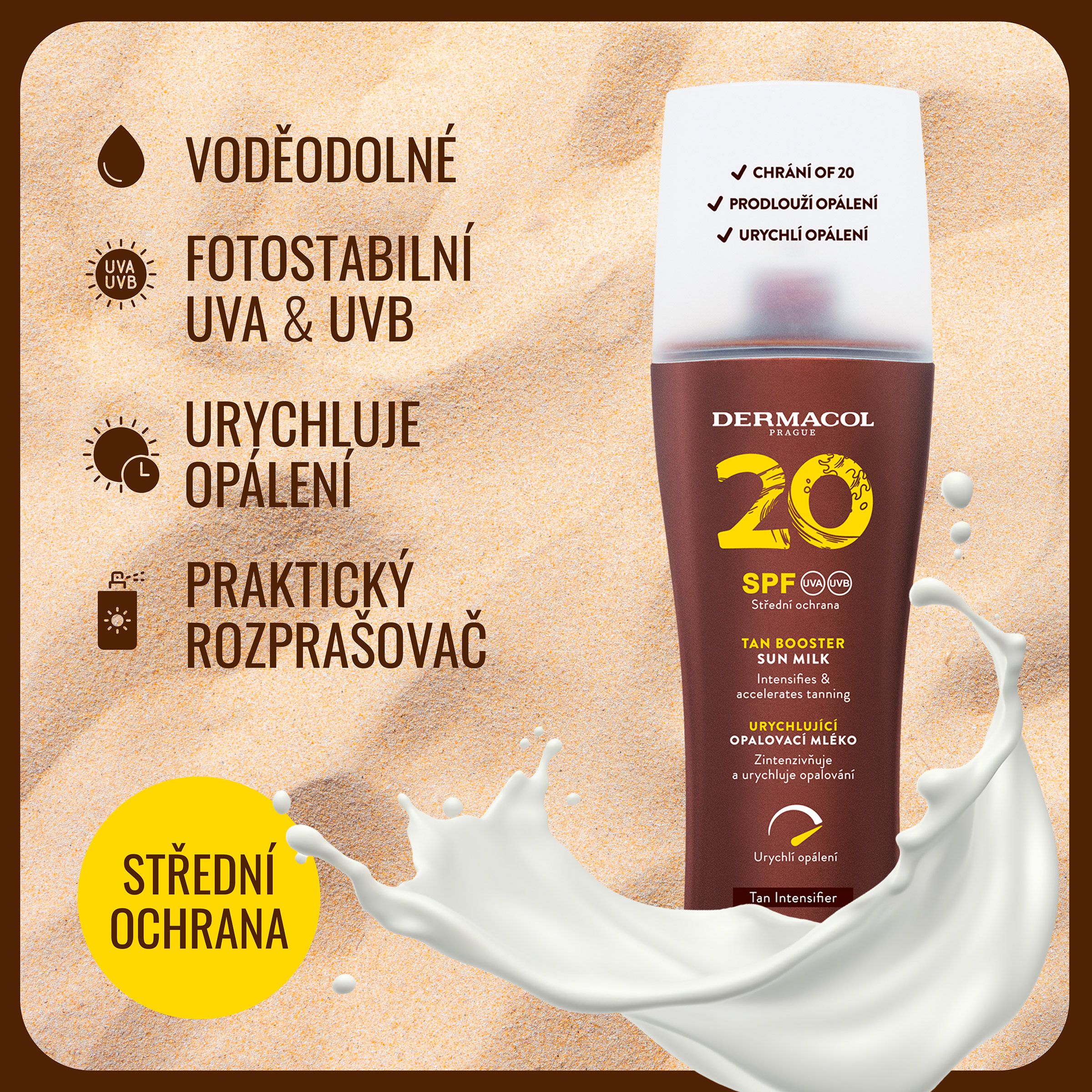 Dermacol Mléko urychlující opálení Sun SPF20, 200 ml