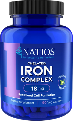 Natios Iron Chelated Complex, Železo bisglycinát, 18 mg 90 kapslí