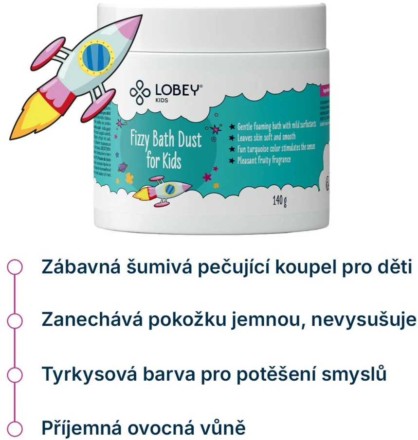 Lobey Šumivý prach do koupele pro děti 140 g