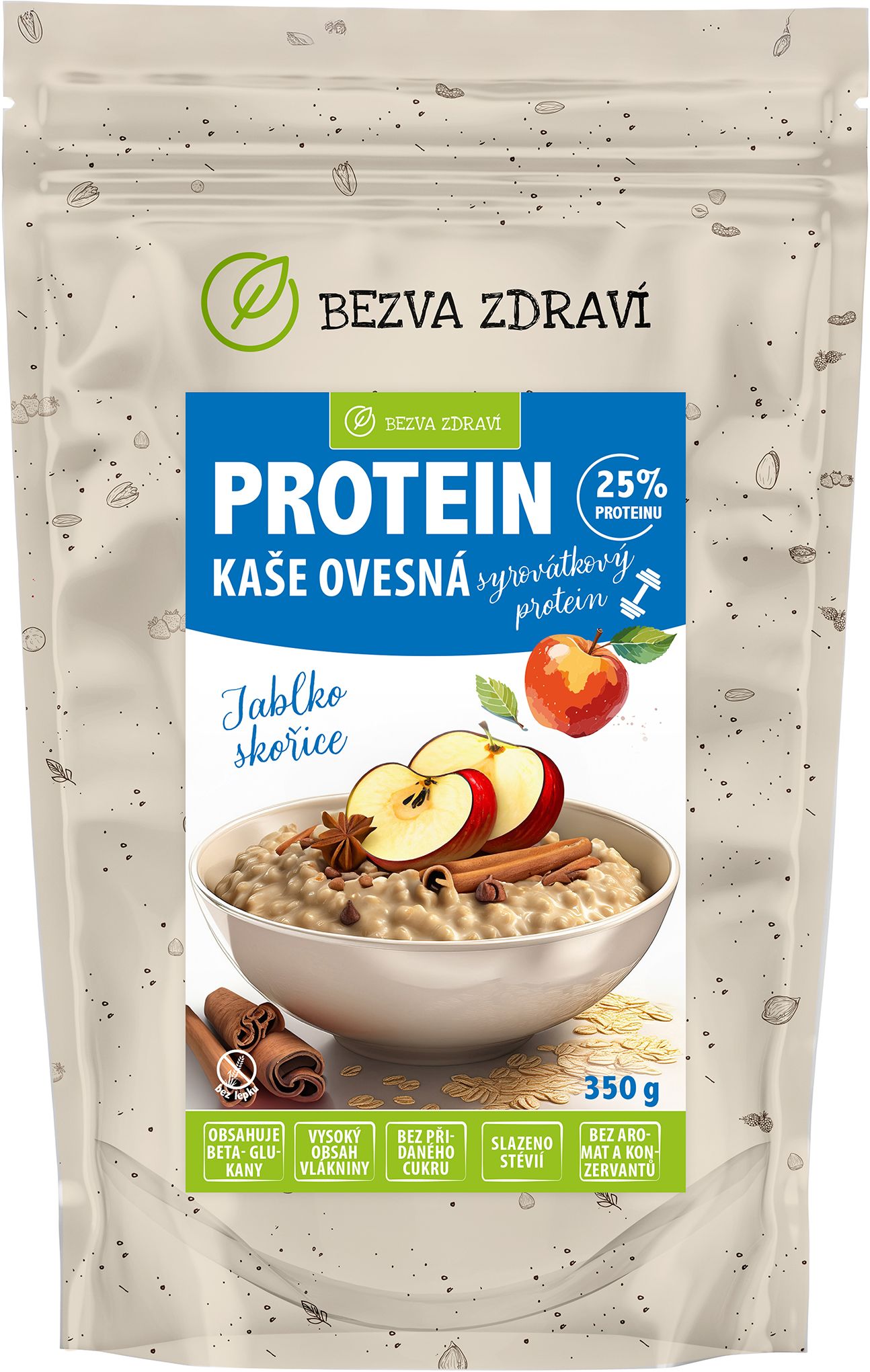 Bezva müsli Proteinová ovesná kaše jablko skořice 350 g