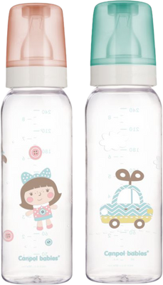 Canpol babies Láhev skleněná s potiskem 240 ml