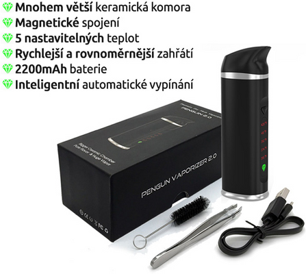 Zelená Země Vaporizér na CBD konopí a jiné bylinky, černý