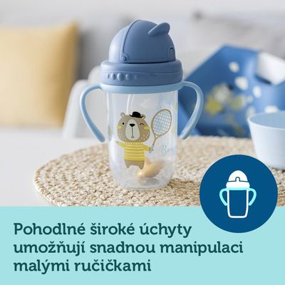 Canpol babies Bonjour Paris Nevylévací hrneček se slámkou a závažím 270ml růžový