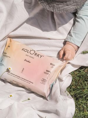 Kolorky Wet Wipes Bamboo 100% biodegradibilní dětské vlhčené ubrousky z bambusové viskózy 60 ks