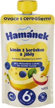 Hamánek kapsička Jablko s banánem, borůvkou a jáhly 100 g