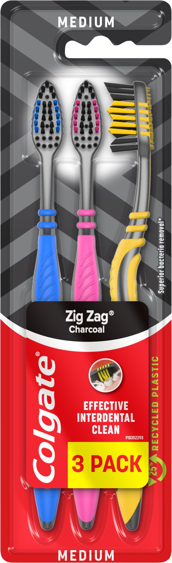 Colgate Zubní kartáček Zig Zag Charcoal 3 ks