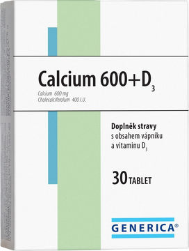 Generica Calcium 600+ vitamín D3 30 tablet