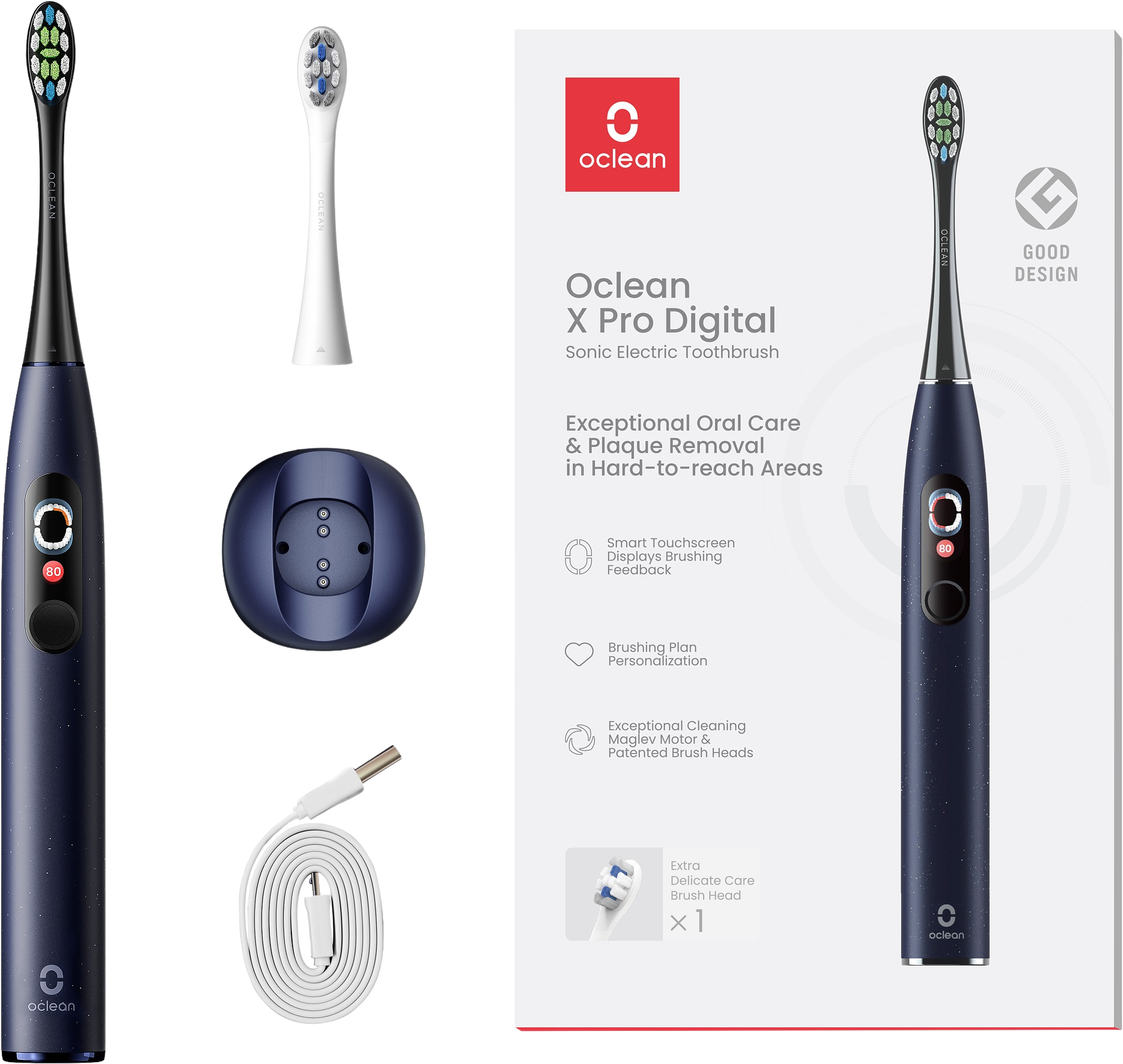 Oclean X Pro Digital Dark Blue sonický kartáček tmavě modrý