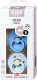 BIBS Colour Dudlíky z přírodního kaučuku - velikost 2, Sky Blue/Baby Blue 2 ks