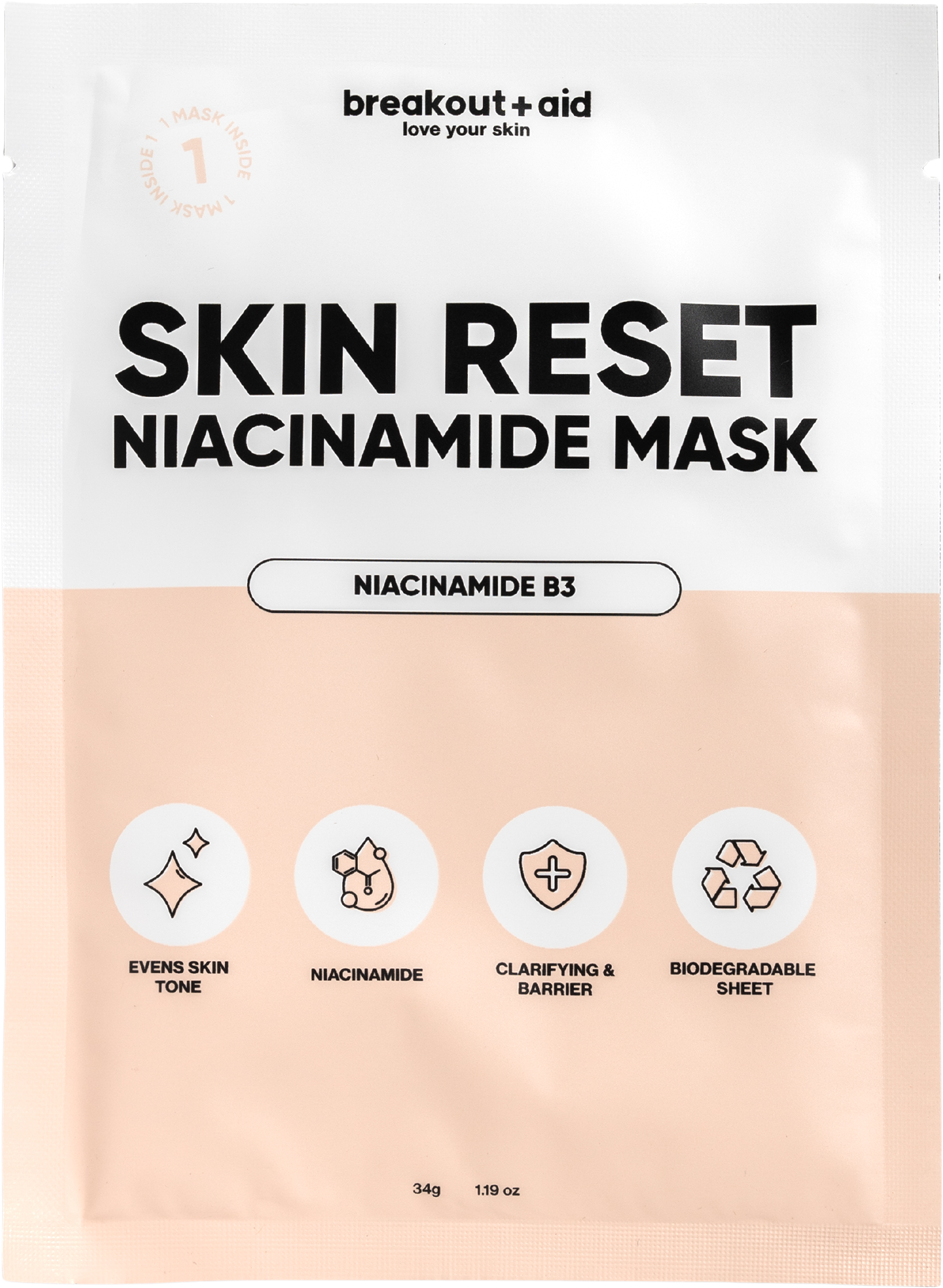 Breakout+aid Zklidňující maska s niacinamidem 34 g
