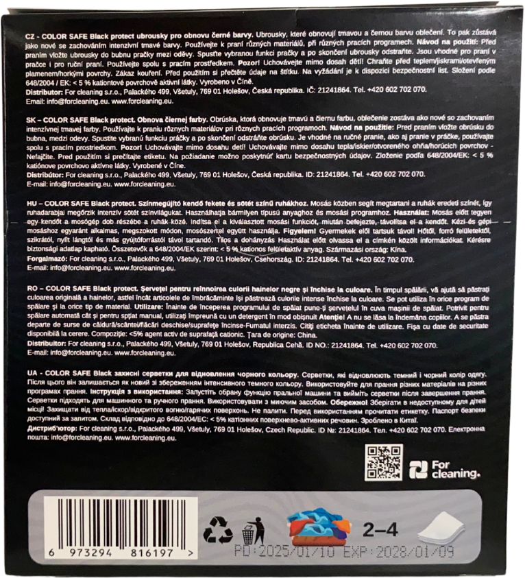Color Safe Ubrousky na praní Black protect 20 ks