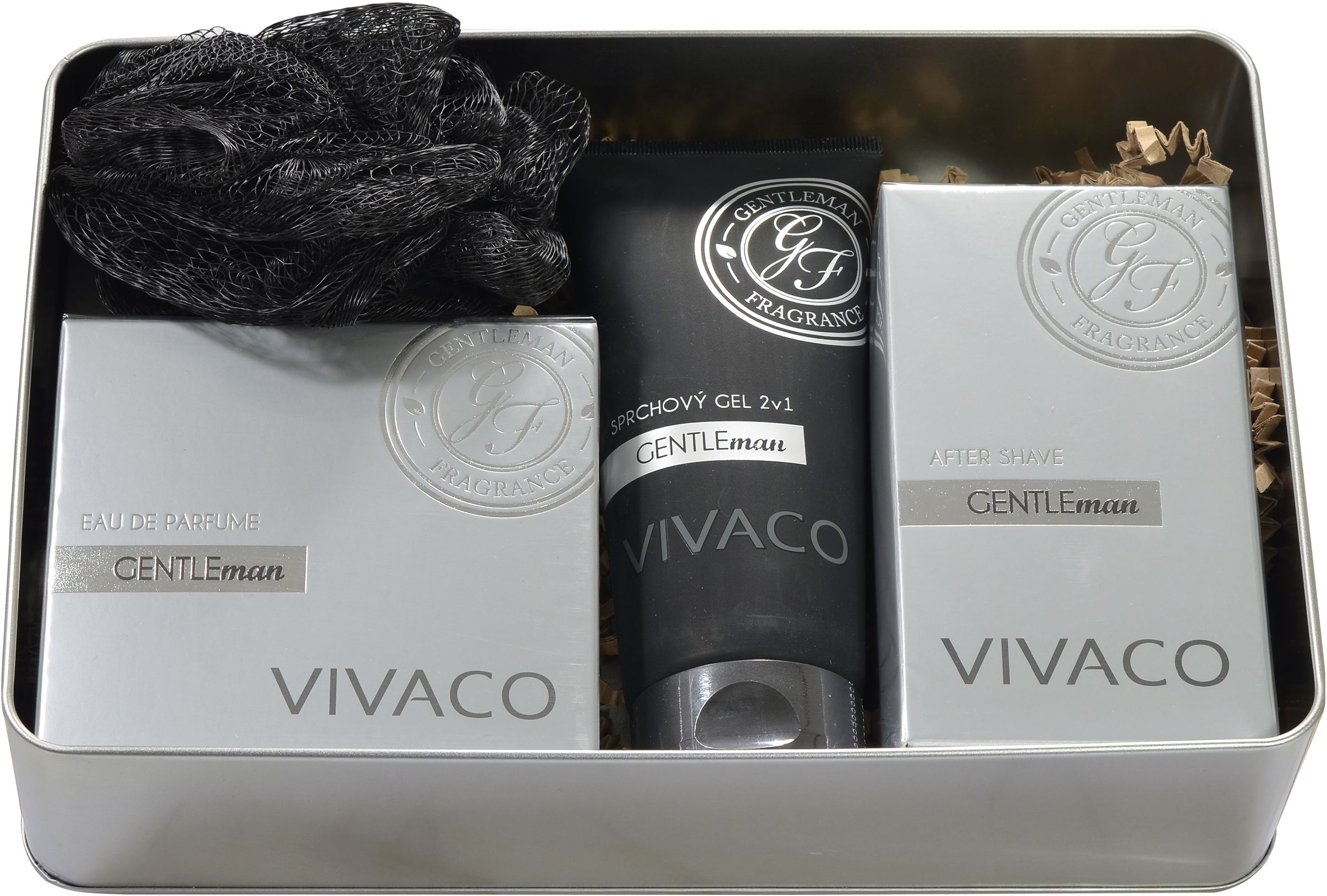 Vivaco Dárkové balení Gentleman Silver Edition - EdP + sprchový gel + voda po holení + dárek