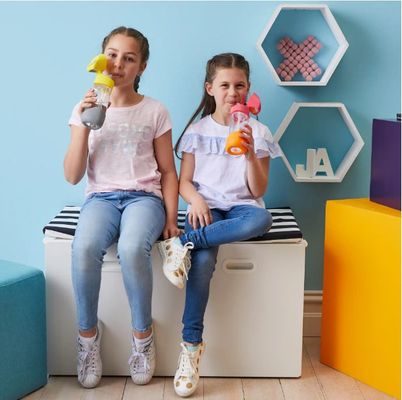 B.box Láhev na pití s brčkem růžová/oranžová 450 ml
