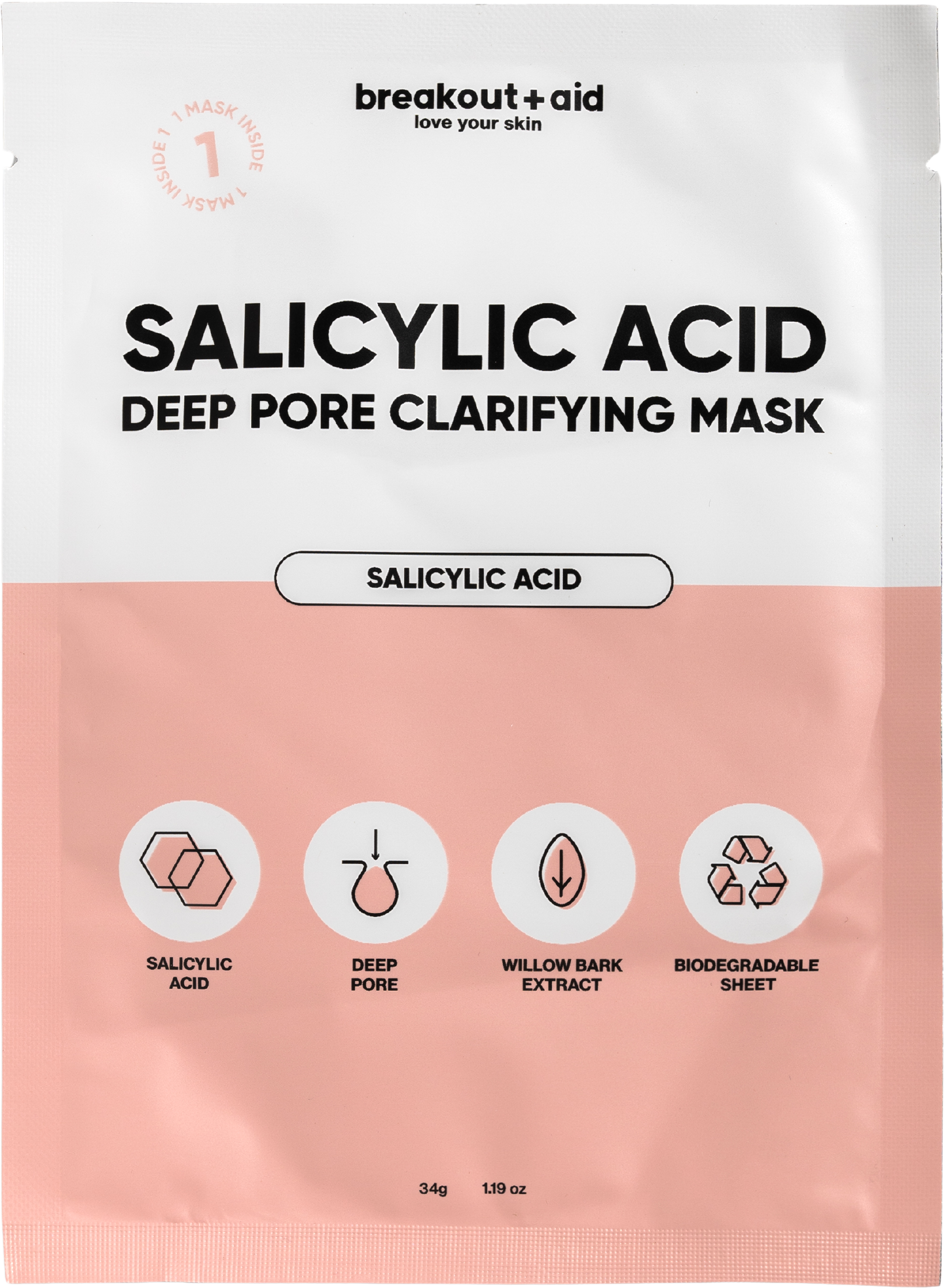 Breakout+aid Čistící maska na zanesené póry s kyselinou salicylovou 34 g