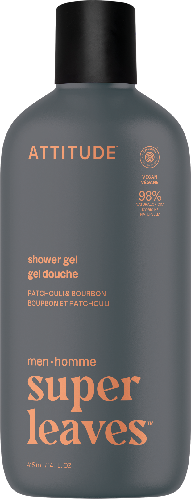 Attitude Super leaves Pánský sprchový gel Pačuli a Bourbon 415 ml
