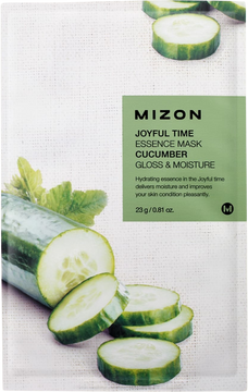 Mizon Joyful Time Essence Mask Cucumber Plátýnková maska s rozjasňujícím a hydratačním účinkem 23 g