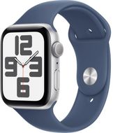 Apple Watch SE (2024) 44mm Stříbrný hliník s denimovým sportovním řemínkem M/L
