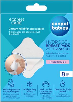 Canpol babies Hydrogelové hojící prsní polštářky s lanolinem 8 ks