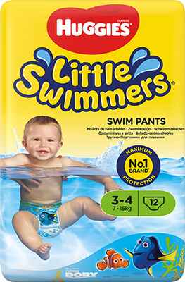 Huggies® Plenky do vody Little Swimmers pro kojence a batolata s váhou 7–15kg 12 ks