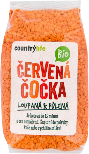 Country Life Čočka červená půlená BIO 500 g