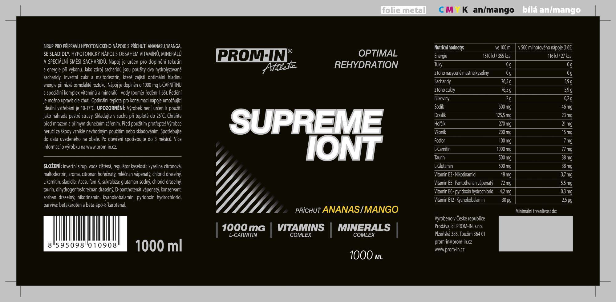 Prom-In Supreme Iont Drink Ananas/mango 1000 ml