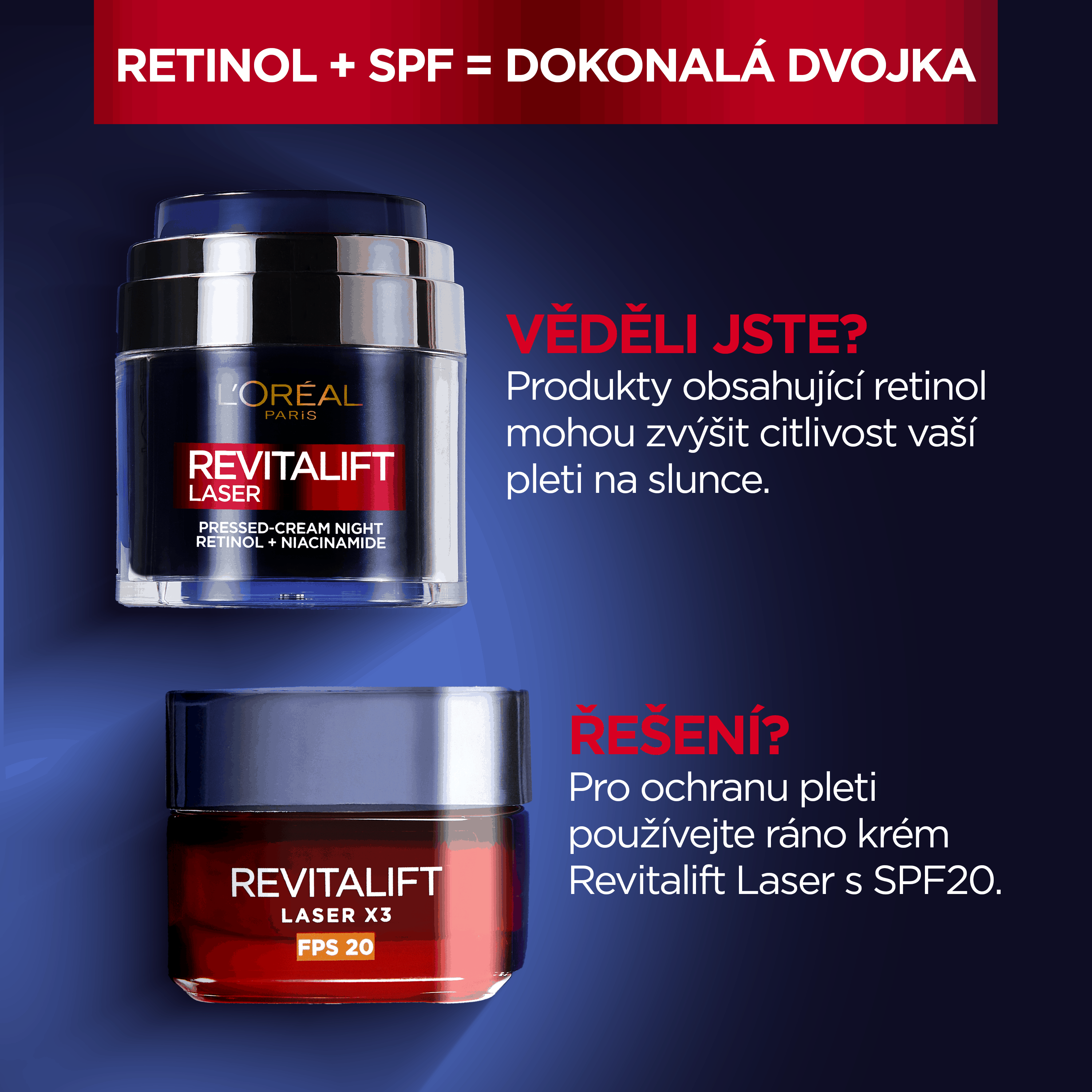 L'Oréal Paris Revitalift Laser Renew Retinol + Niacinamid noční Pressed Cream s retinolem