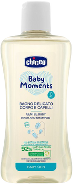 Chicco Šampon jemný na vlasy a tělo Baby Moments 92 % přírodních složek 200 ml