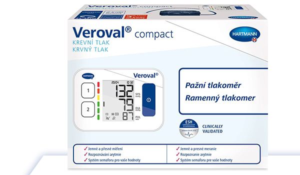 Veroval compact, BPU22, domácí tlakoměr, pamět pro dvě osoby, jednoduché ovládání, technologie comfort air, přehledný displey, Deutschen Hochdruckliga (DHL)