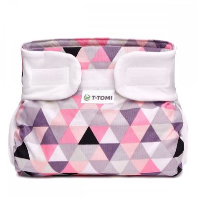 T-Tomi Ortopedické abdukční kalhotky - suchý zip, pink triangles 3-6 kg