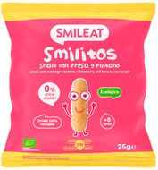 Smileat BIO kukuřičné křupky banán a jahoda s panenským olivovým olejem a vitaminem B1 8M+ 25 g