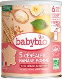 Babybio nemléčná 5zrnná obilná kaše immunité s banánem a jablkem 220 g